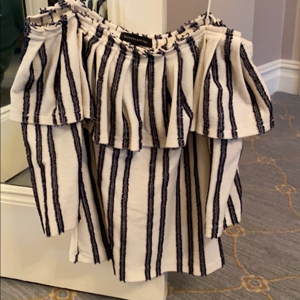 Banana Republic off-the-shoulder striped blouse